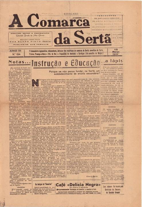 A Comarca Da Sertã Nº134 18 03 1939 P