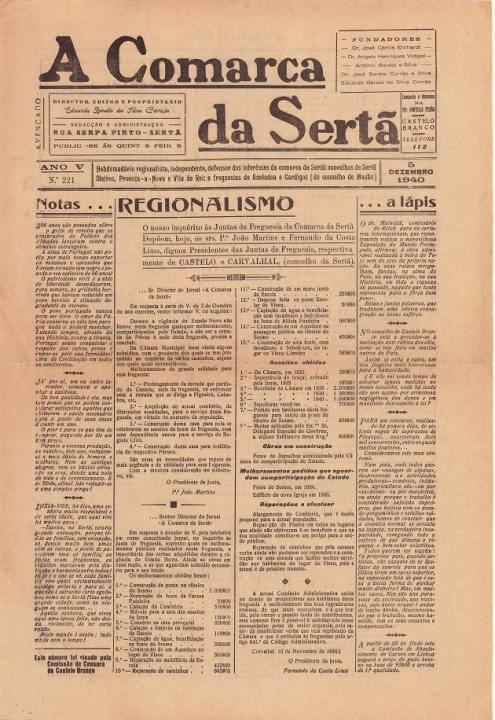 A Comarca Da Sertã Nº221 05 12 1940 P