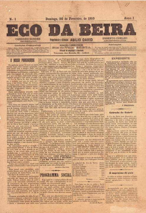 Eco Da Beira Nº1 20 02 1910 Peq