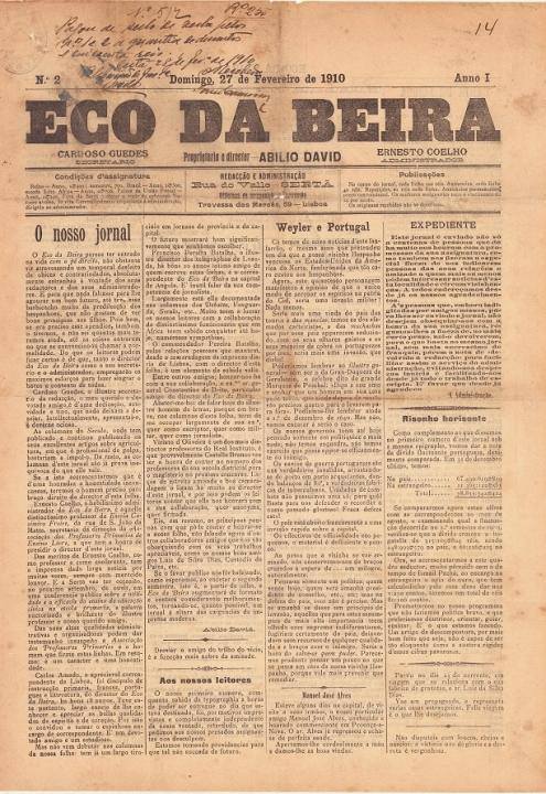 Eco Da Beira Nº2 27 02 1910 Peq