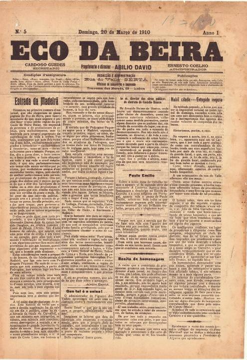 Eco Da Beira Nº5 20 03 1910 Peq