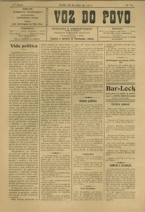 Voz Do Povo Nº87 28 07 1912 P