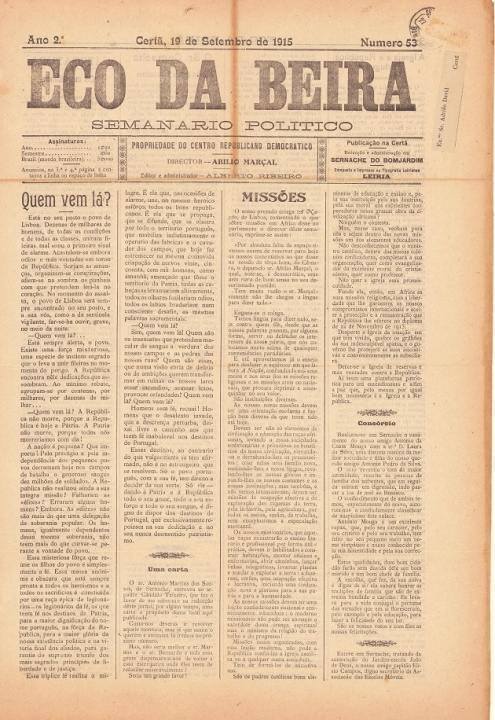 Eco Da Beira Nº53 19 09 1915 P