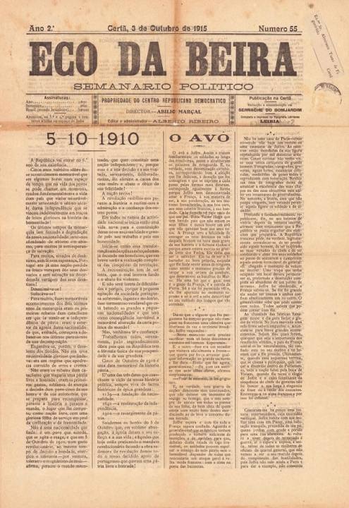 Eco Da Beira Nº55 03 10 1915 P