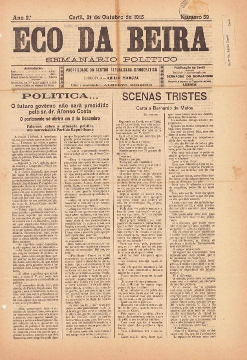 Eco Da Beira Nº59 31 10 1915 P