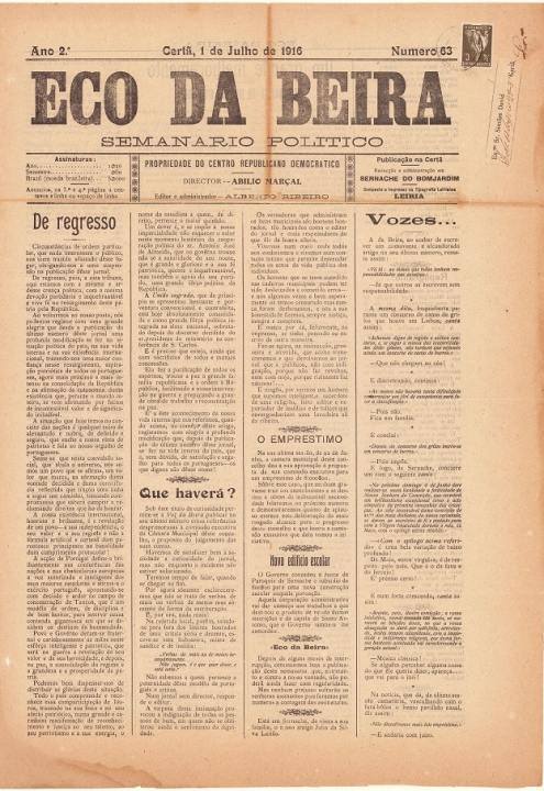 Eco Da Beira Nº63 01 07 1916 P