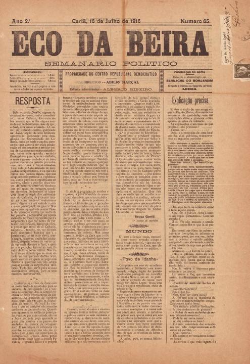 Eco Da Beira Nº65 16 07 1916 P