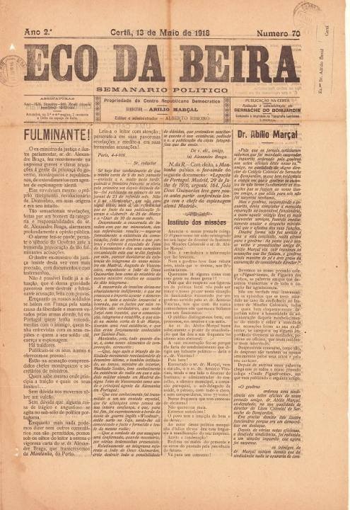 Eco Da Beira Nº70 13 05 1918 P