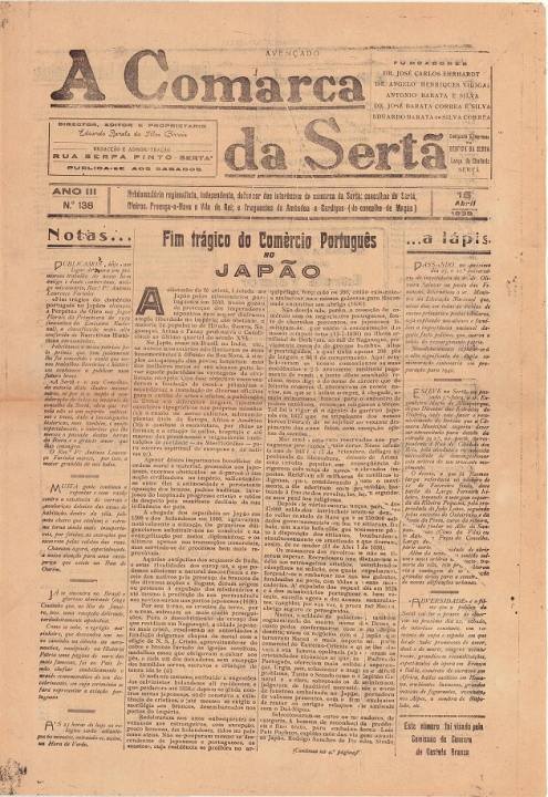 A Comarca Da Sertã Nº138 15 04 1939 P