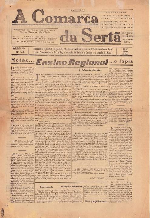 A Comarca Da Sertã Nº144 27 05 1939 P