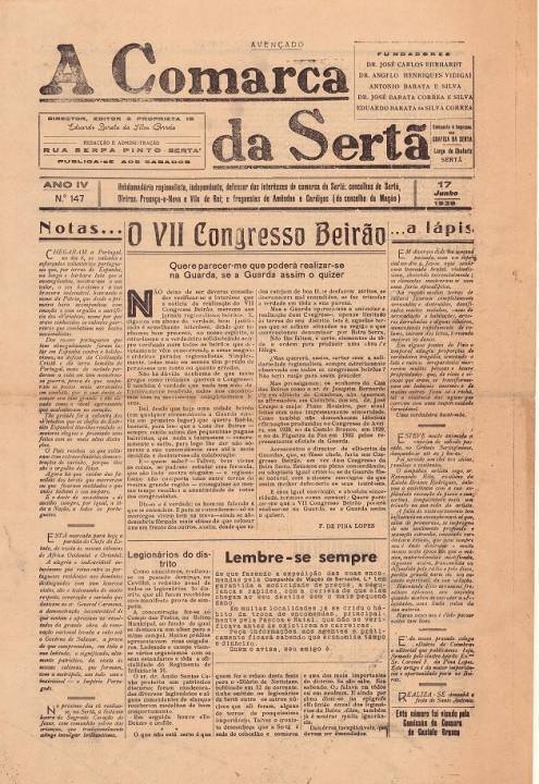 A Comarca Da Sertã Nº147 17 06 1939 P