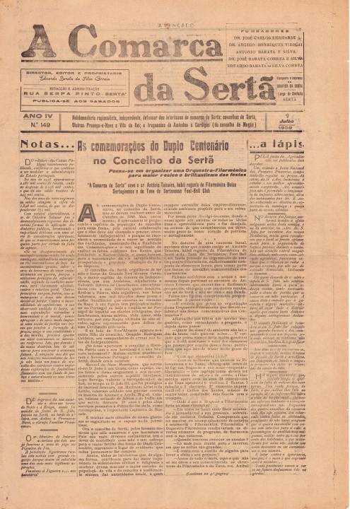 A Comarca Da Sertã Nº149 01 07 1939 P