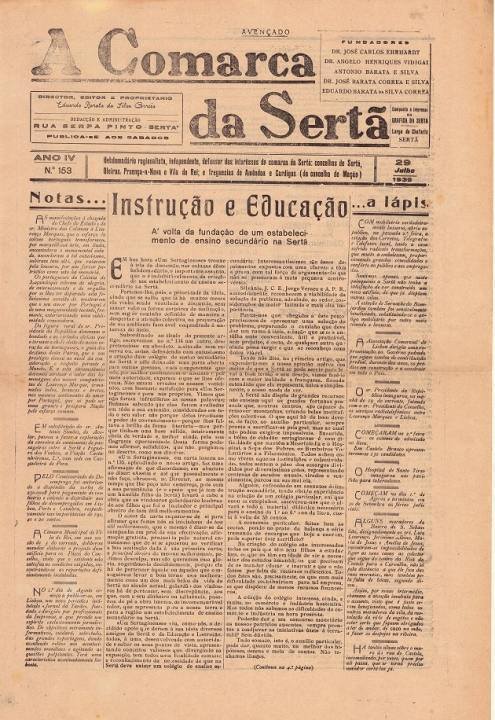 A Comarca Da Sertã Nº153 29 07 1939 P