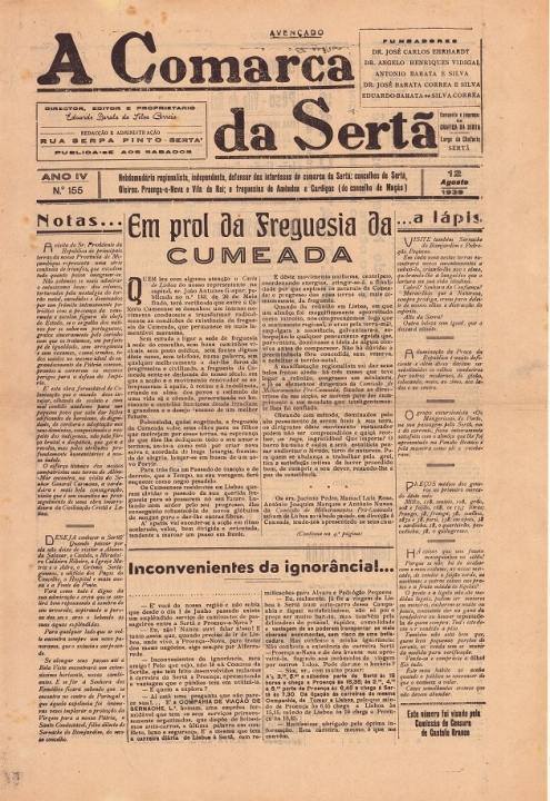 A Comarca Da Sertã Nº155 12 08 1939 P