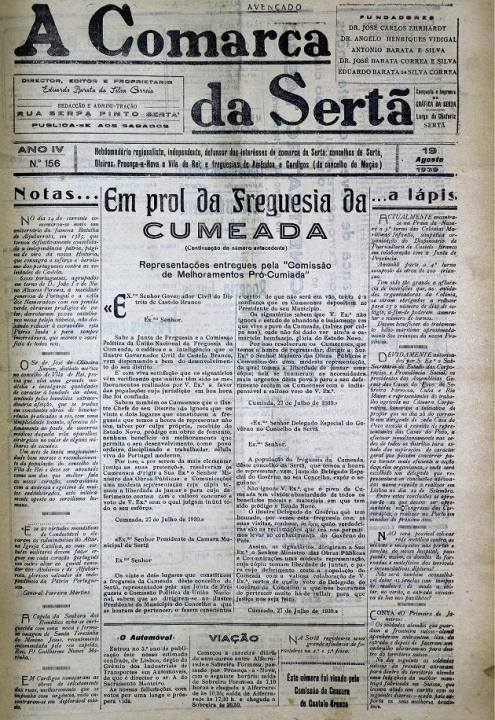A Comarca Da Sertã Nº156 19 08 1939 P