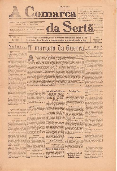 A Comarca Da Sertã Nº159 16 09 1939 P