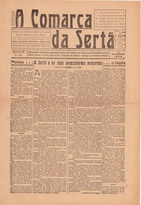 A Comarca Da Sertã Nº165 02 11 1939 P