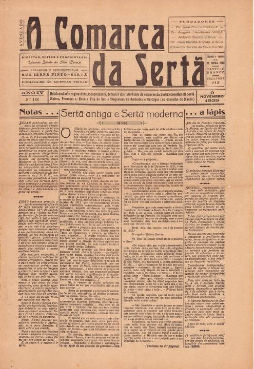 A Comarca Da Sertã Nº166 09 11 1939 P