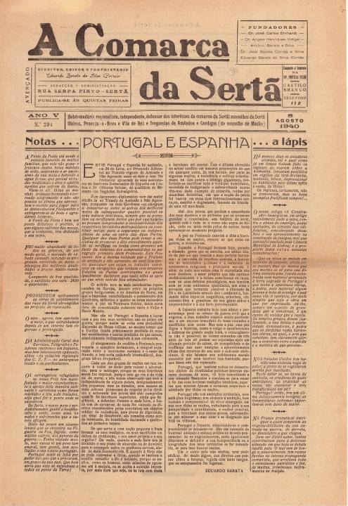 A Comarca Da Sertã Nº204 08 08 1940 P