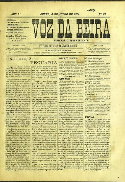 Voz Da Beira Nº26 04 07 1914 P