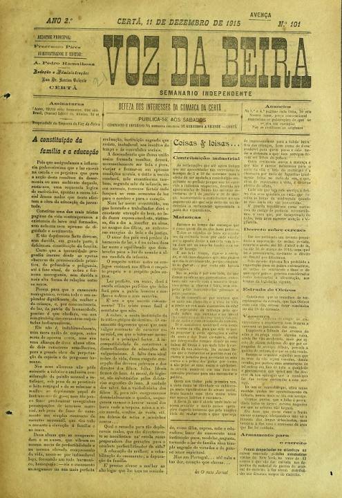 Voz Da Beira Nº101 11 12 1915 P