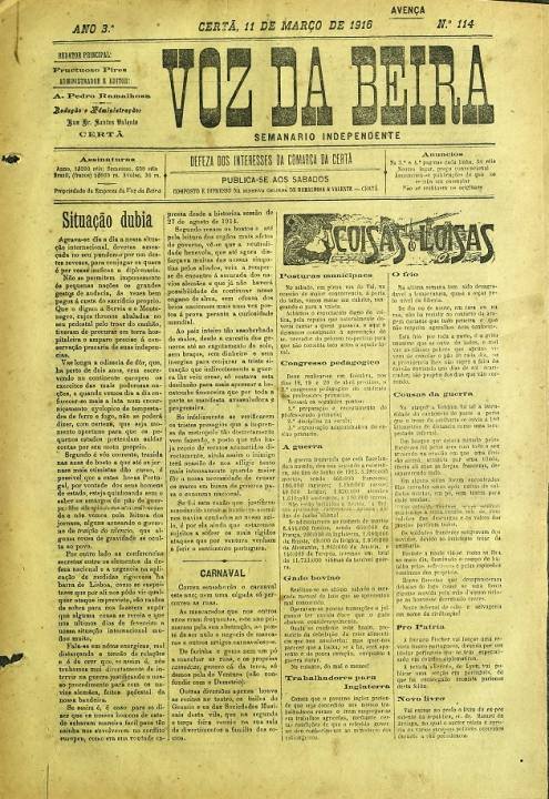 Voz Da Beira Nº114 11 03 1916 P