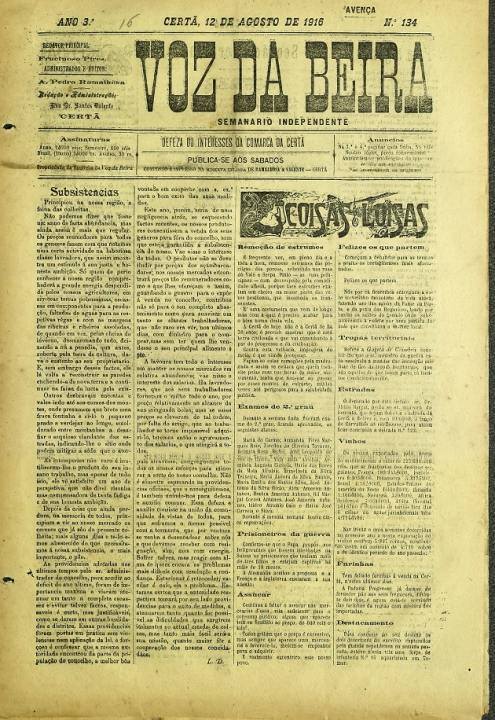 Voz Da Beira Nº134 12 08 1916 P