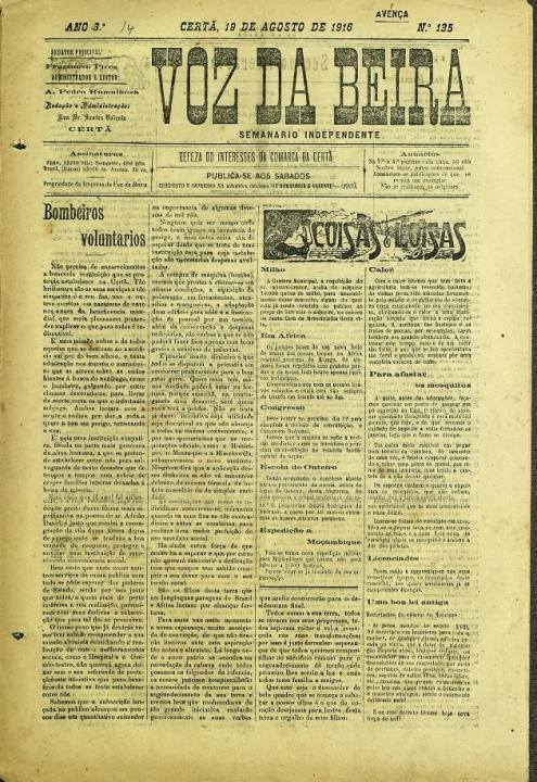 Voz Da Beira Nº135 19 08 1916 P