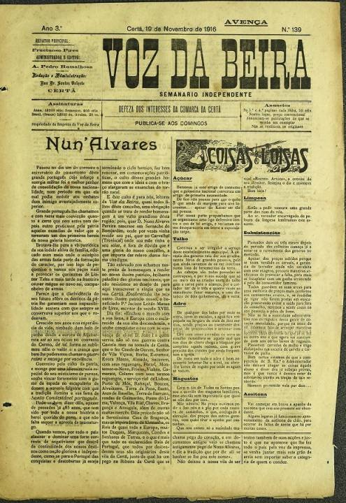 Voz Da Beira Nº139 19 11 1916 P