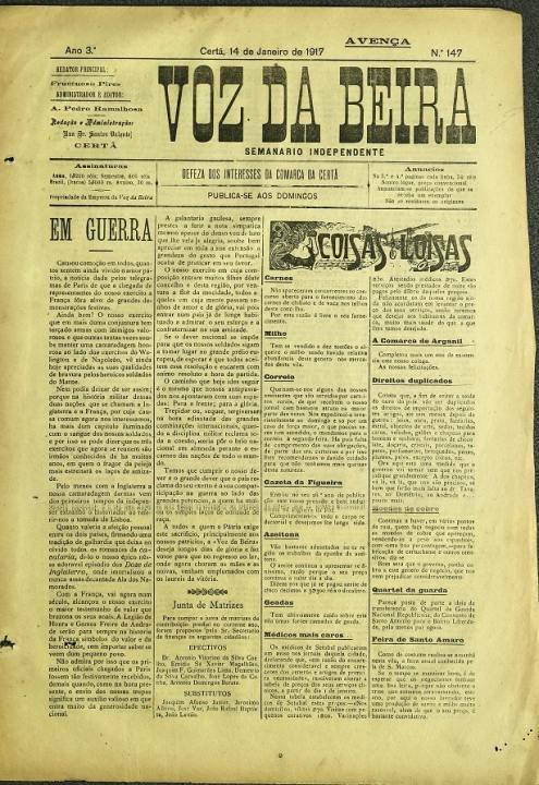 Voz Da Beira Nº147 14 01 1917 P