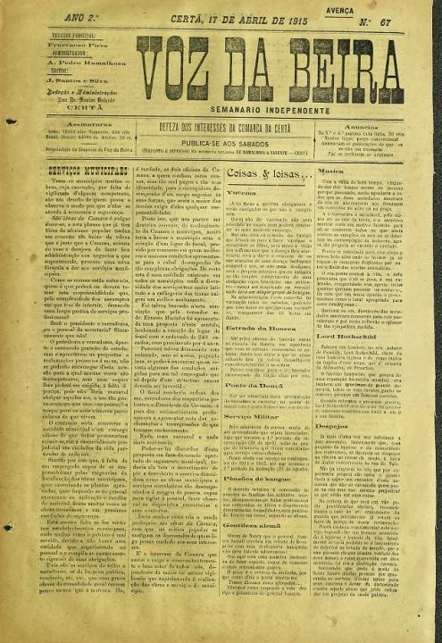 Voz Da Beira Nº67 17 04 1915 P