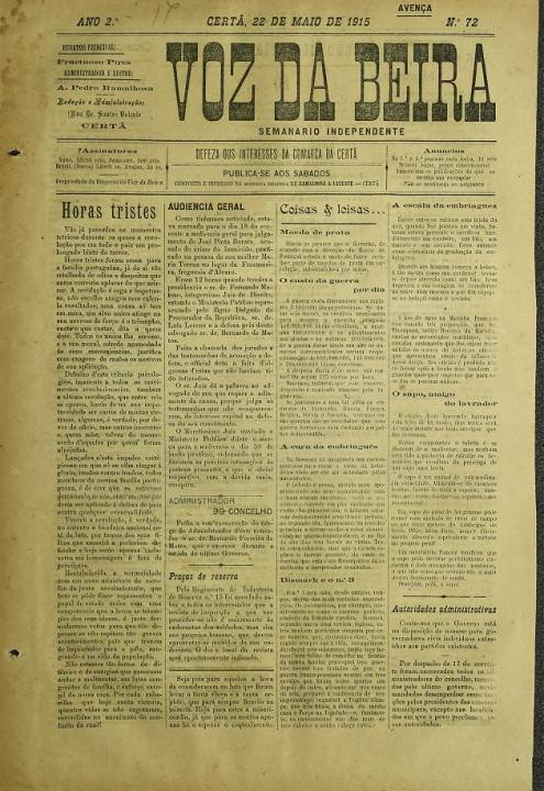 Voz Da Beira Nº72 22 05 1915 P