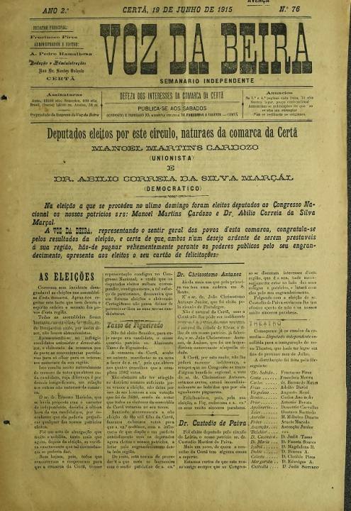 Voz Da Beira Nº76 19 06 1915 P