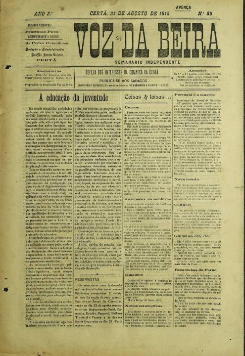 Voz Da Beira Nº85 21 08 1915 P