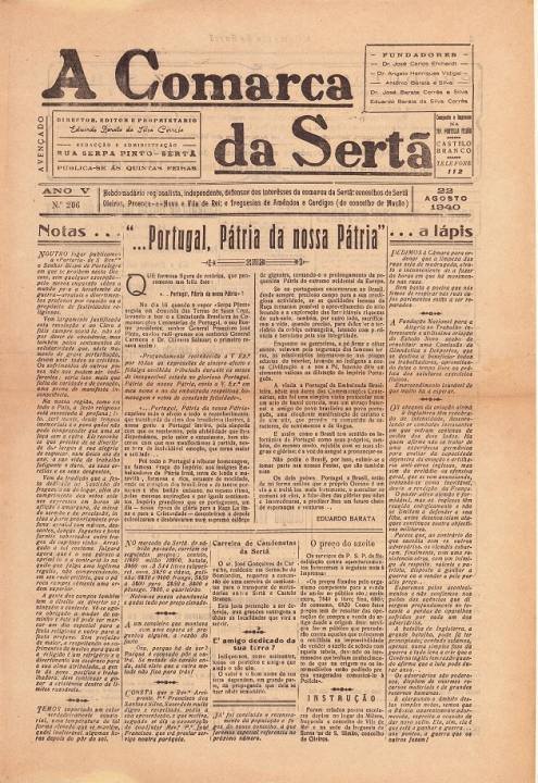 A Comarca Da Sertã Nº206 22 08 1940 P