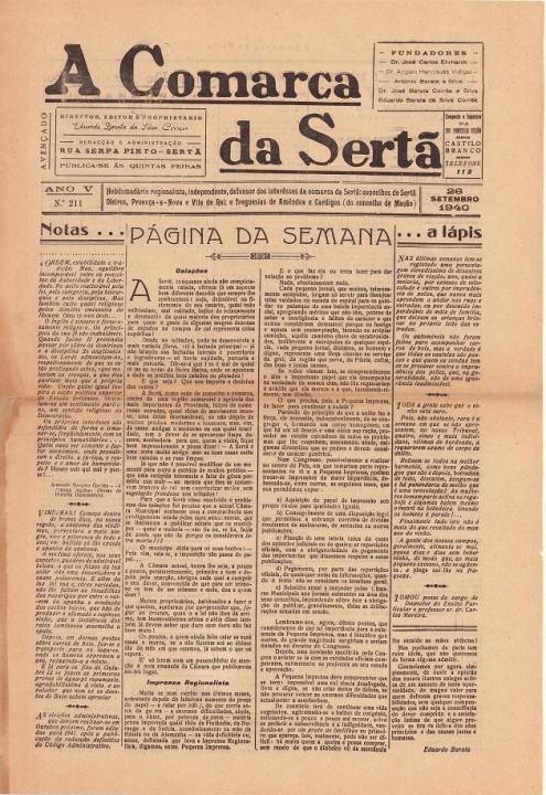 A Comarca Da Sertã Nº211 26 09 1940 P
