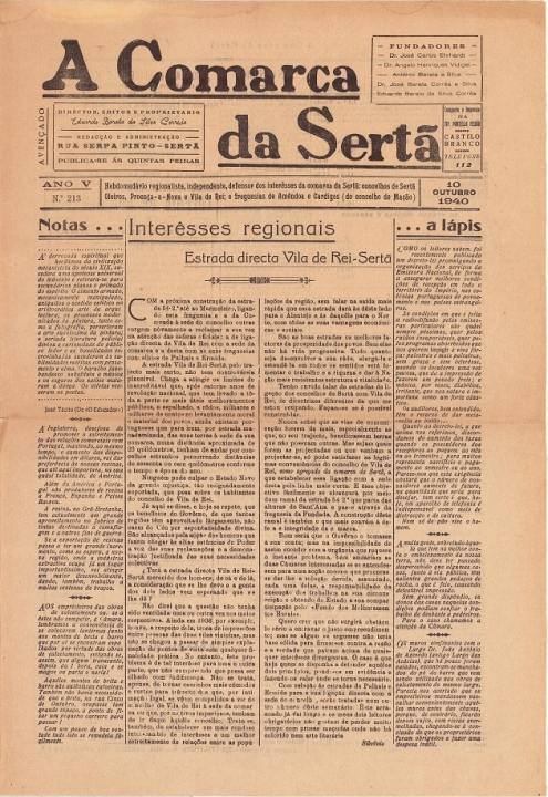 A Comarca Da Sertã Nº213 10 10 1940 P