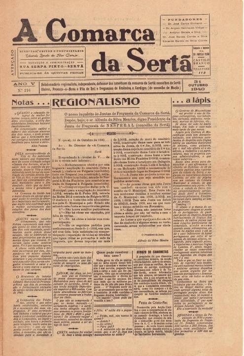 A Comarca Da Sertã Nº216 31 10 1940 P