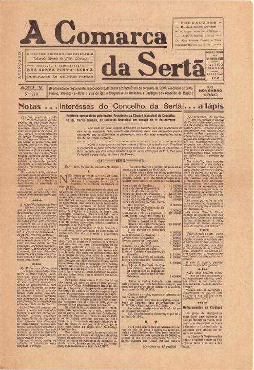 A Comarca Da Sertã Nº219 21 11 1940 P