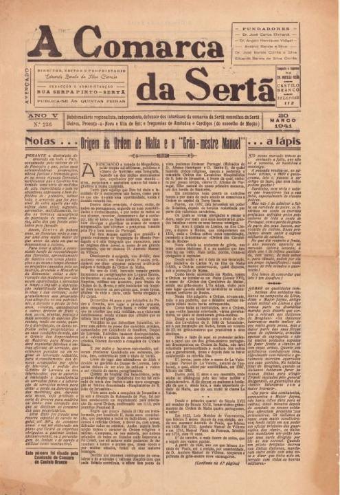 A Comarca Da Sertã Nº236 20 03 1941 P