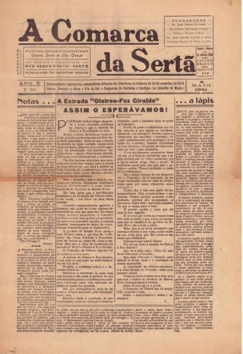 A Comarca Da Sertã Nº243 08 05 1941 P