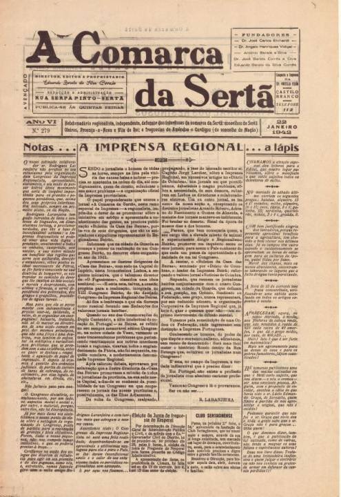 A Comarca Da Sertã Nº279 22 01 1942 P