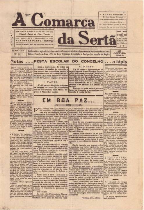A Comarca Da Sertã Nº291 16 04 1942 P
