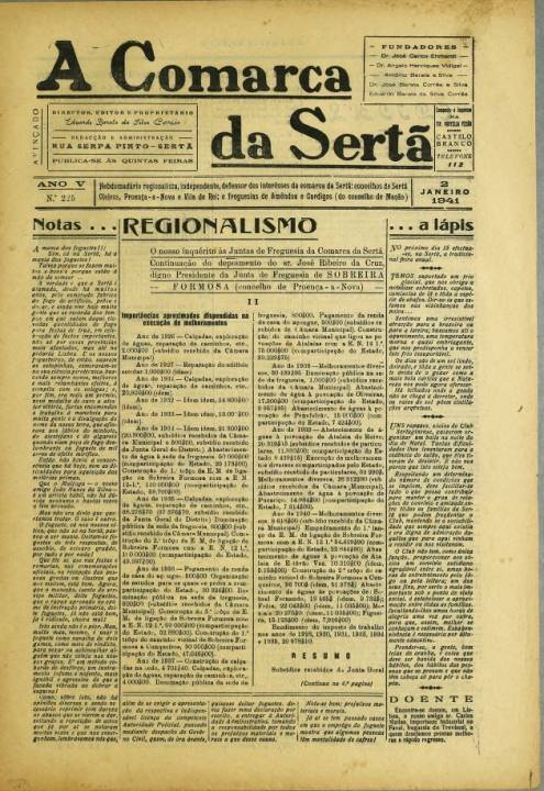 A Comarca Da Sertã Nº225 02 01 1941 P