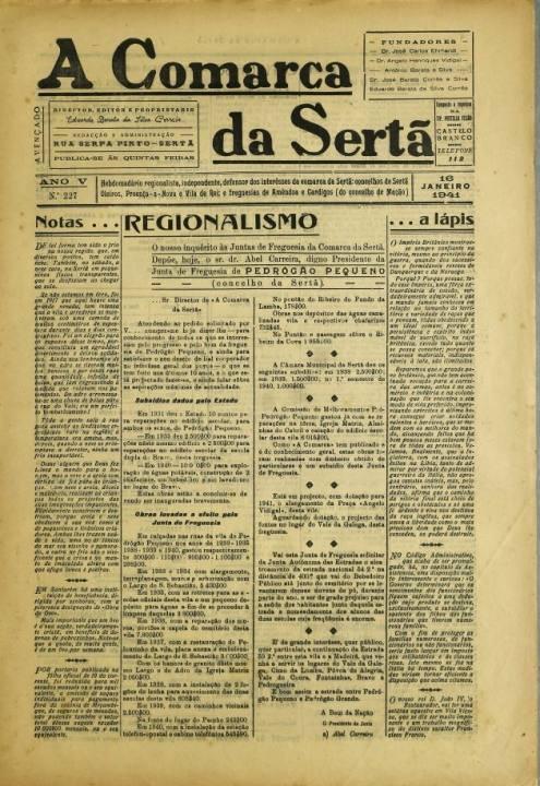 A Comarca Da Sertã Nº227 16 01 1941 P