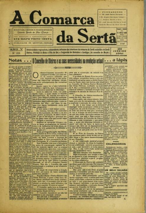 A Comarca Da Sertã Nº228 23 01 1941 P
