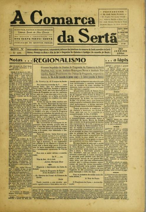 A Comarca Da Sertã Nº229 30 01 1941 P