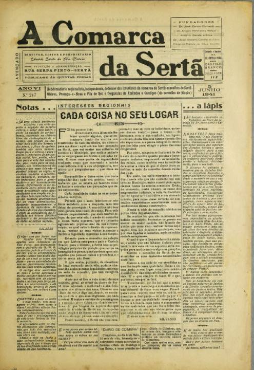 A Comarca Da Sertã Nº247 05 06 1941 P
