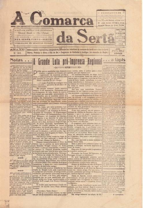A Comarca Da Sertã Nº305 23 07 1942 P