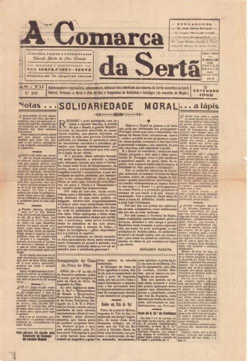 A Comarca Da Sertã Nº309 03 09 1942 P